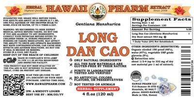 Photo of the Hawaii Pharm Long Dan Cao label