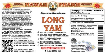 Photo of the Hawaii Pharm Long Yam label