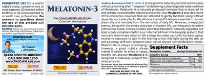 Photo of the ProCaps Laboratories Melatonin-3 label