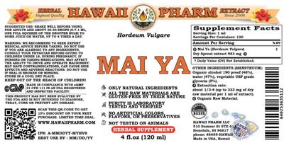 Photo of the Hawaii Pharm Mai Ya label