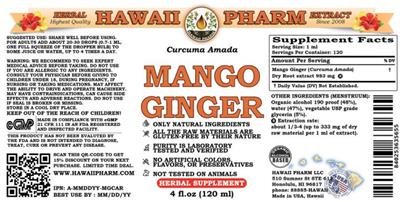Photo of the Hawaii Pharm Mango Ginger label