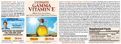 Photo of the ProCaps Laboratories Ultimate Gamma Vitamin E label