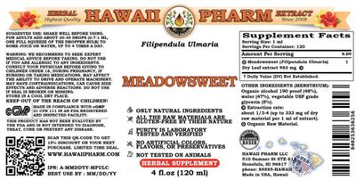 Photo of the Hawaii Pharm Meadowsweet label