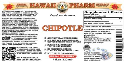 Photo of the Hawaii Pharm Chipotle label