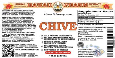 Photo of the Hawaii Pharm Chive label