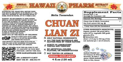Photo of the Hawaii Pharm Chuan Lian Zi label