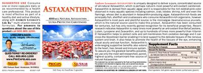Photo of the ProCaps Laboratories Astaxanthin label