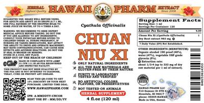 Photo of the Hawaii Pharm Chuan Niu Xi label