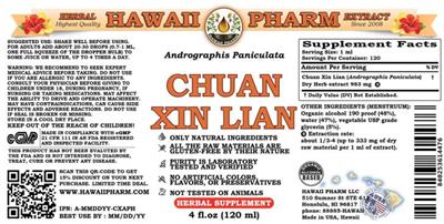 Photo of the Hawaii Pharm Chuan Xin Lian label