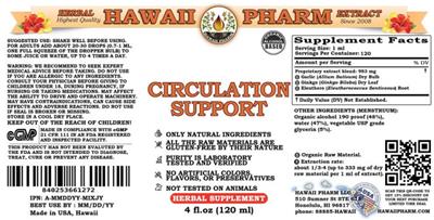 Photo of the Hawaii Pharm Circulation Support label