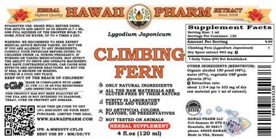 Photo of the Hawaii Pharm Climbing Fern label