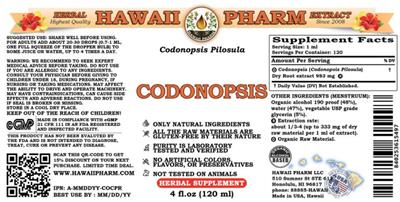 Photo of the Hawaii Pharm Codonopsis label