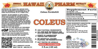 Photo of the Hawaii Pharm Coleus label
