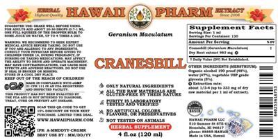 Photo of the Hawaii Pharm Cranesbill label
