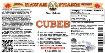 Photo of the Hawaii Pharm Cubeb label