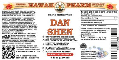Photo of the Hawaii Pharm Dan Shen label