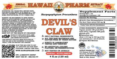 Photo of the Hawaii Pharm Devil's Claw label