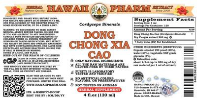 Photo of the Hawaii Pharm Dong Chong Xia Cao label