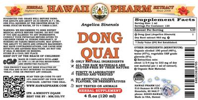 Photo of the Hawaii Pharm Dong Quai label