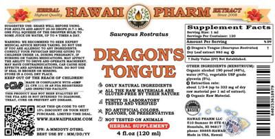 Photo of the Hawaii Pharm Dragon's Tongue label