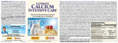Photo of the ProCaps Laboratories Ultimate Calcium Intensive Care label