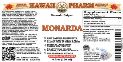 Photo of the Hawaii Pharm Monarda label