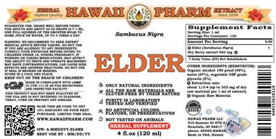 Photo of the Hawaii Pharm Elder label