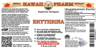 Photo of the Hawaii Pharm Erythrina label
