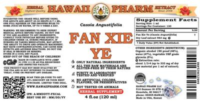 Photo of the Hawaii Pharm Fan Xie Ye label
