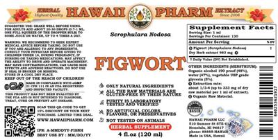 Photo of the Hawaii Pharm Figwort label