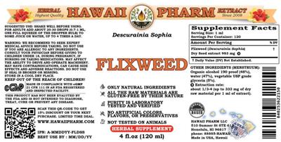 Photo of the Hawaii Pharm Flixweed label