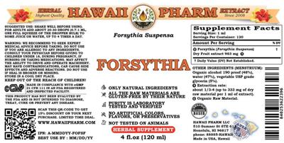 Photo of the Hawaii Pharm Forsythia label