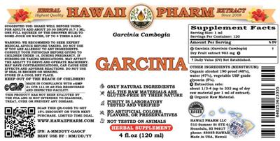 Photo of the Hawaii Pharm Garcinia label