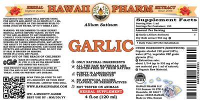 Photo of the Hawaii Pharm Garlic label