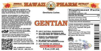 Photo of the Hawaii Pharm Gentian label