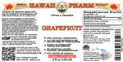 Photo of the Hawaii Pharm Grapefruit label