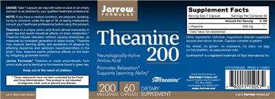 Photo of the Jarrow Formulas Theanine 200 mg label