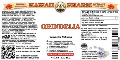 Photo of the Hawaii Pharm Grindelia label