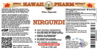 Photo of the Hawaii Pharm Nirgundi label