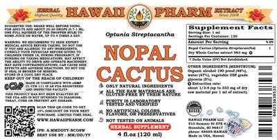 Photo of the Hawaii Pharm Nopal Cactus label