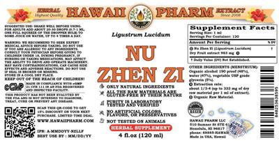 Photo of the Hawaii Pharm Nu Zhen Zi label
