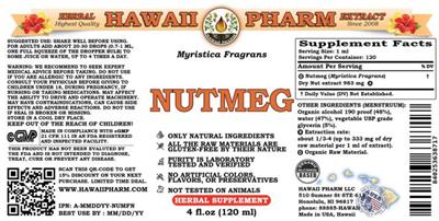 Photo of the Hawaii Pharm Nutmeg label