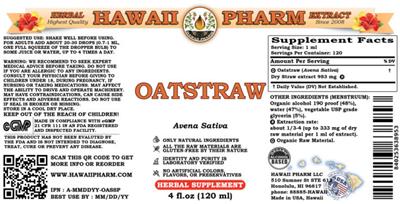 Photo of the Hawaii Pharm Oatstraw label