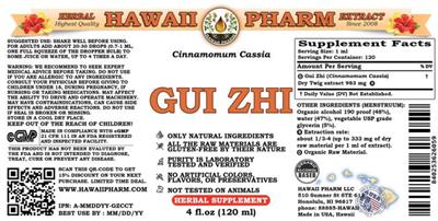 Photo of the Hawaii Pharm Gui Zhi label