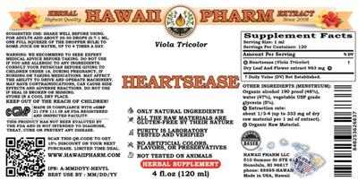 Photo of the Hawaii Pharm Heartsease label