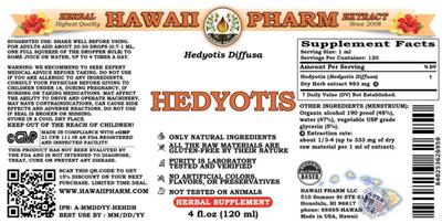 Photo of the Hawaii Pharm Hedyotis label
