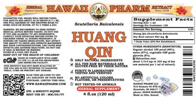 Photo of the Hawaii Pharm Huang Qin label