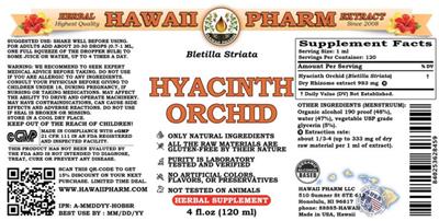 Photo of the Hawaii Pharm Hyacinth Orchid label