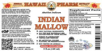 Photo of the Hawaii Pharm Indian Mallow label