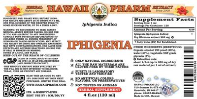 Photo of the Hawaii Pharm Iphigenia label
